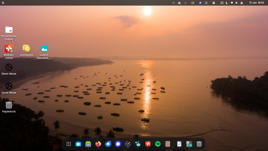 Mein Deskop unter Zorin Linux 17.2.
