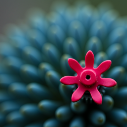 Flower like thing focused in front of a blurred greenish ball.