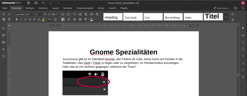 Ansicht von OnlyOffice Docs in der Infomaniak Cloud kSuite.